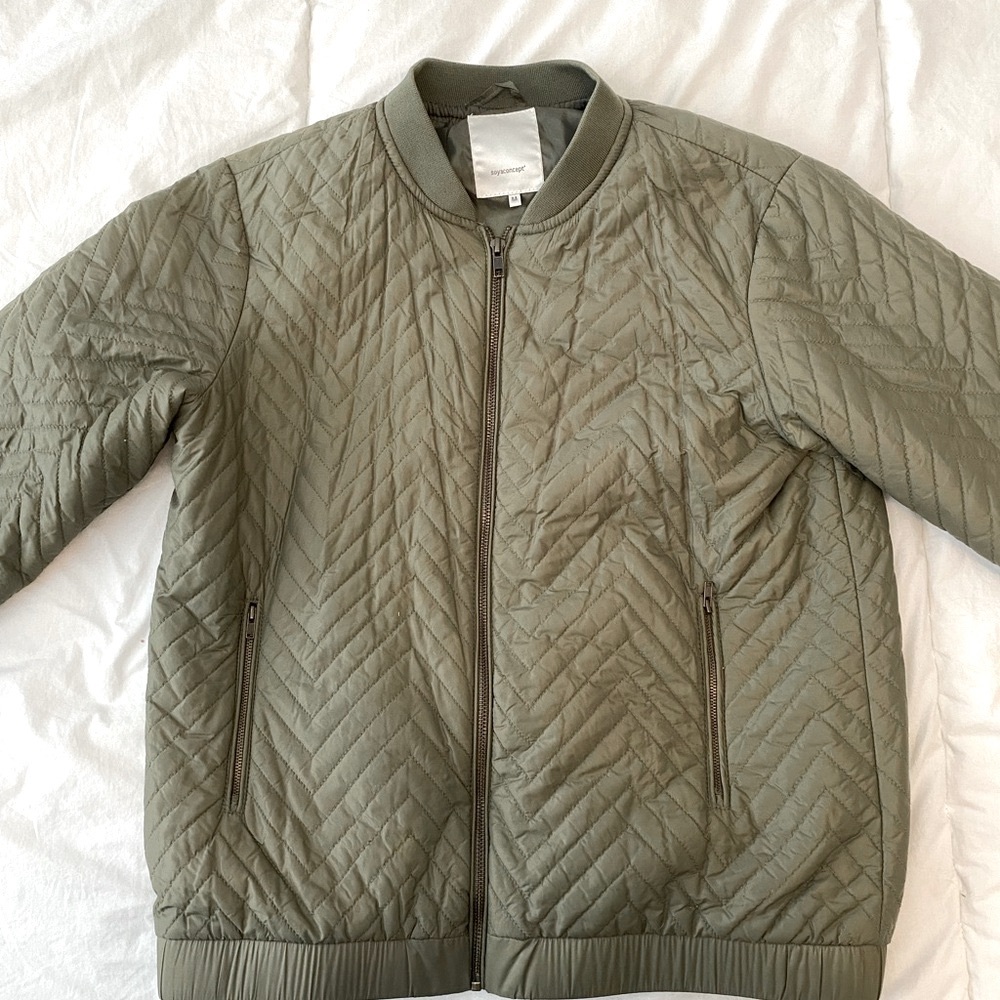 Soya Concept Olive Quilted Bomber Jacket Size M